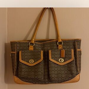 Coach Brown Tan Signature Tote